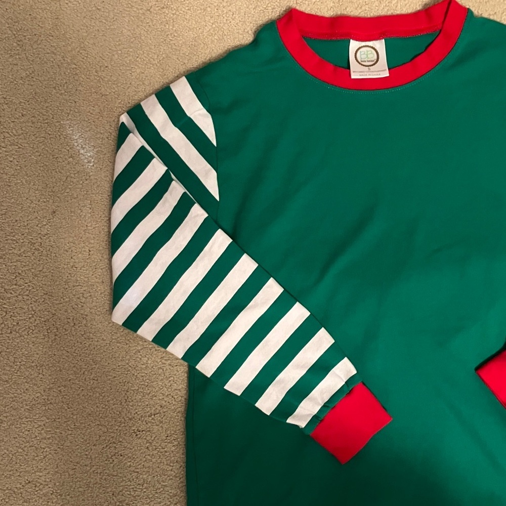 Green and White Striped Pajama Set small holiday Christmas - Picture 4 of 14